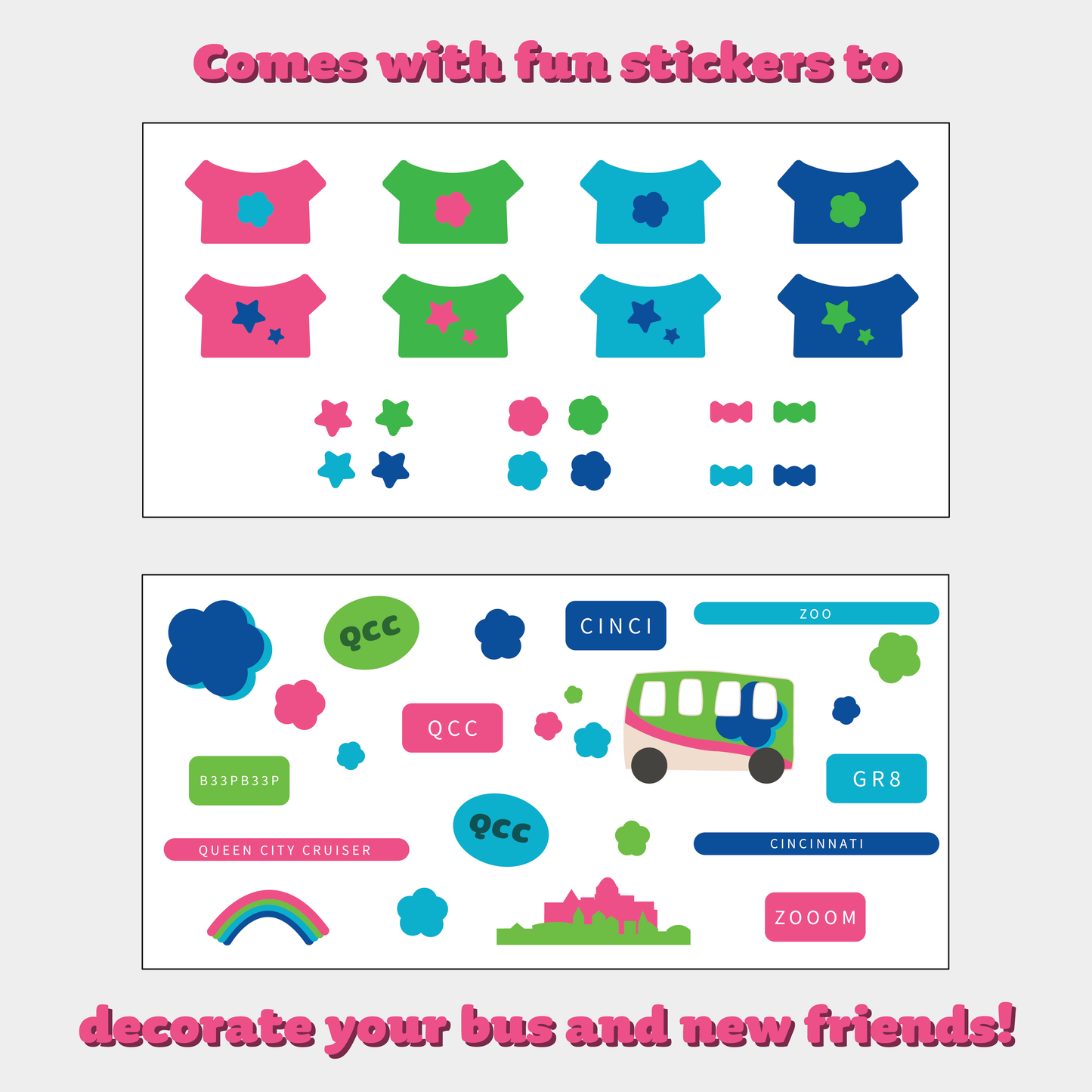 Queen City Cruiser - Cincinnati Themed Wooden Toy Bus